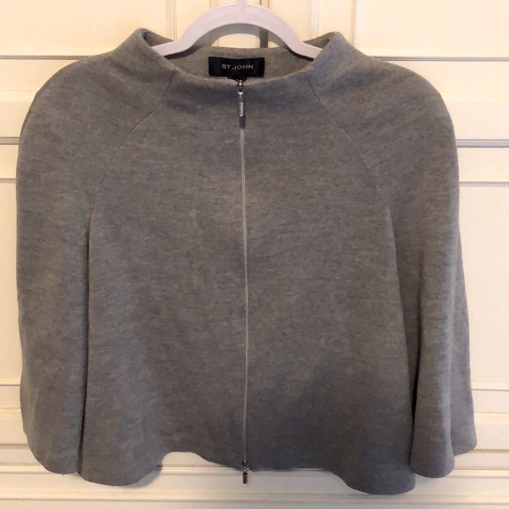 St. John Heather Gray Cropped Sweater Jacket